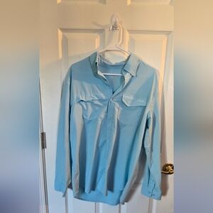 Huk Sky Blue Long Sleeve Fishing Shirt SZ LRG